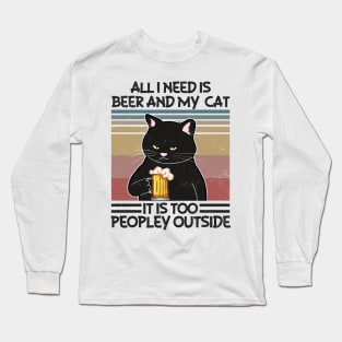 All I Need Is Beer And My Cat - Love Cats Long Sleeve T-Shirt